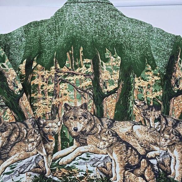 Vtg Whales Friends Button Up Embellished 100 Cotton Jacket Wolves Collared - Picture 10 of 12